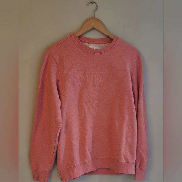 GUESS Embossed Crew neck sweatshirt coral colour size medium - Picture 5 of 6